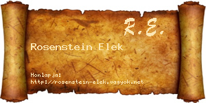 Rosenstein Elek névjegykártya